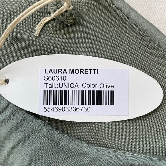 Laura Moretti Silk Sheer Maxi Dress Size M Olive Green Beachy Flowy Italy NWT - Picture 8 of 9